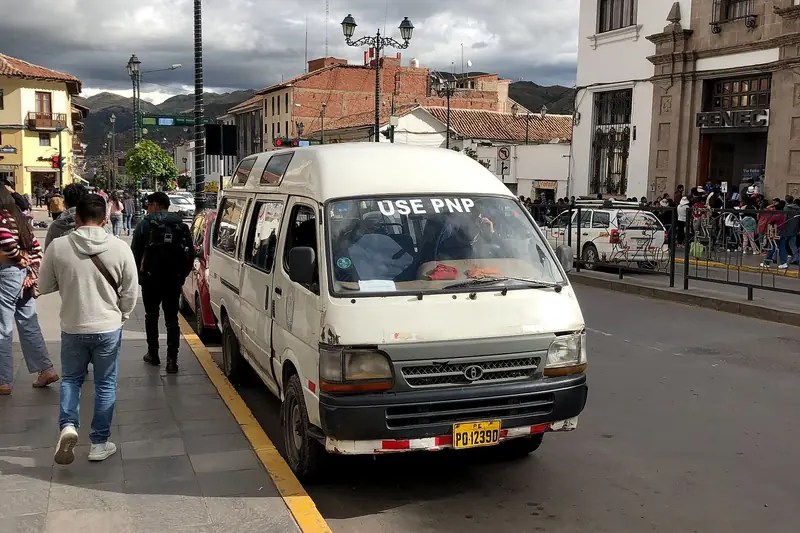 Passenger van on a street in Cusco